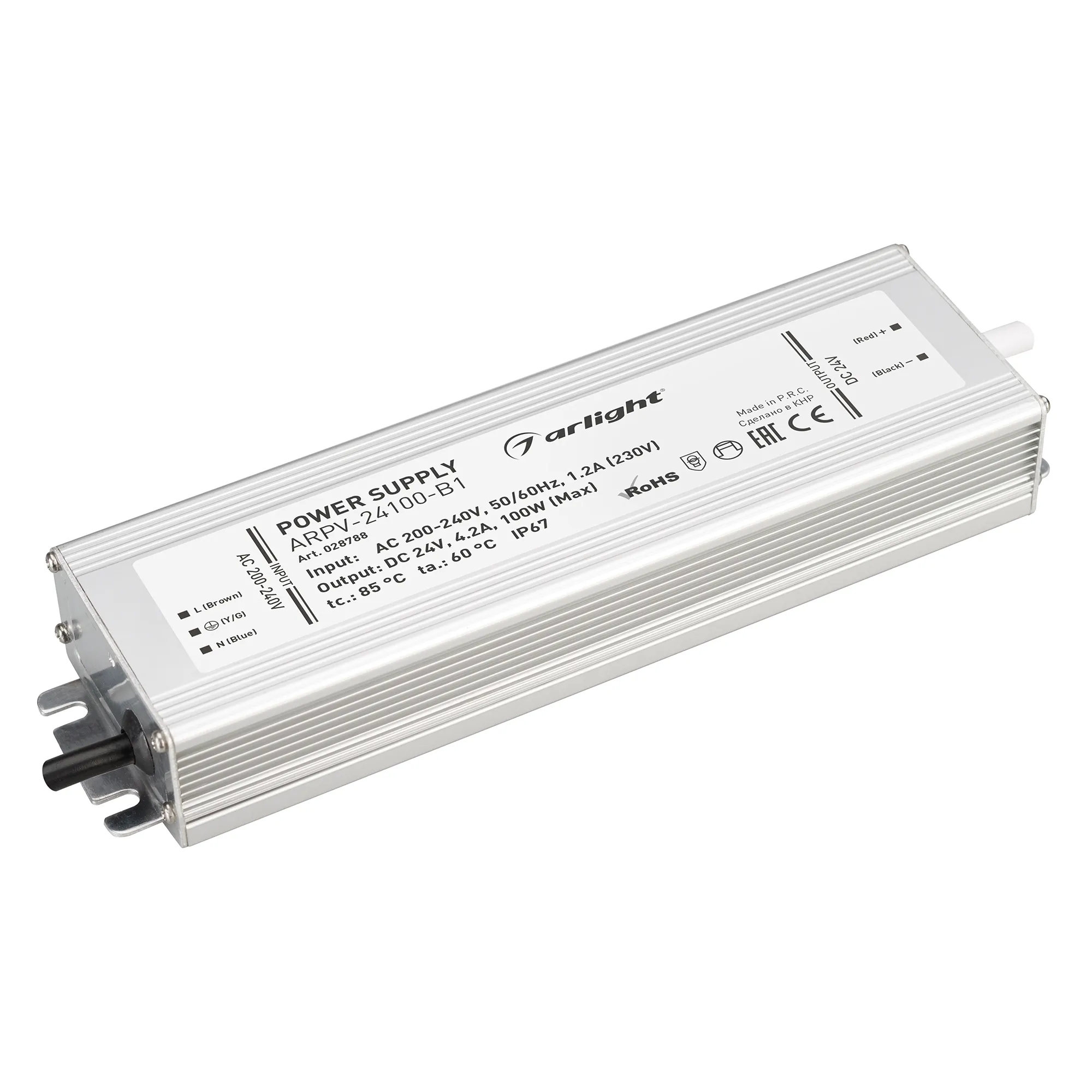 Блок питания ARPV-24100-B1 (24V, 4,2A, 100W) (Arlight, IP67 Металл, 3 года) - изображение товара