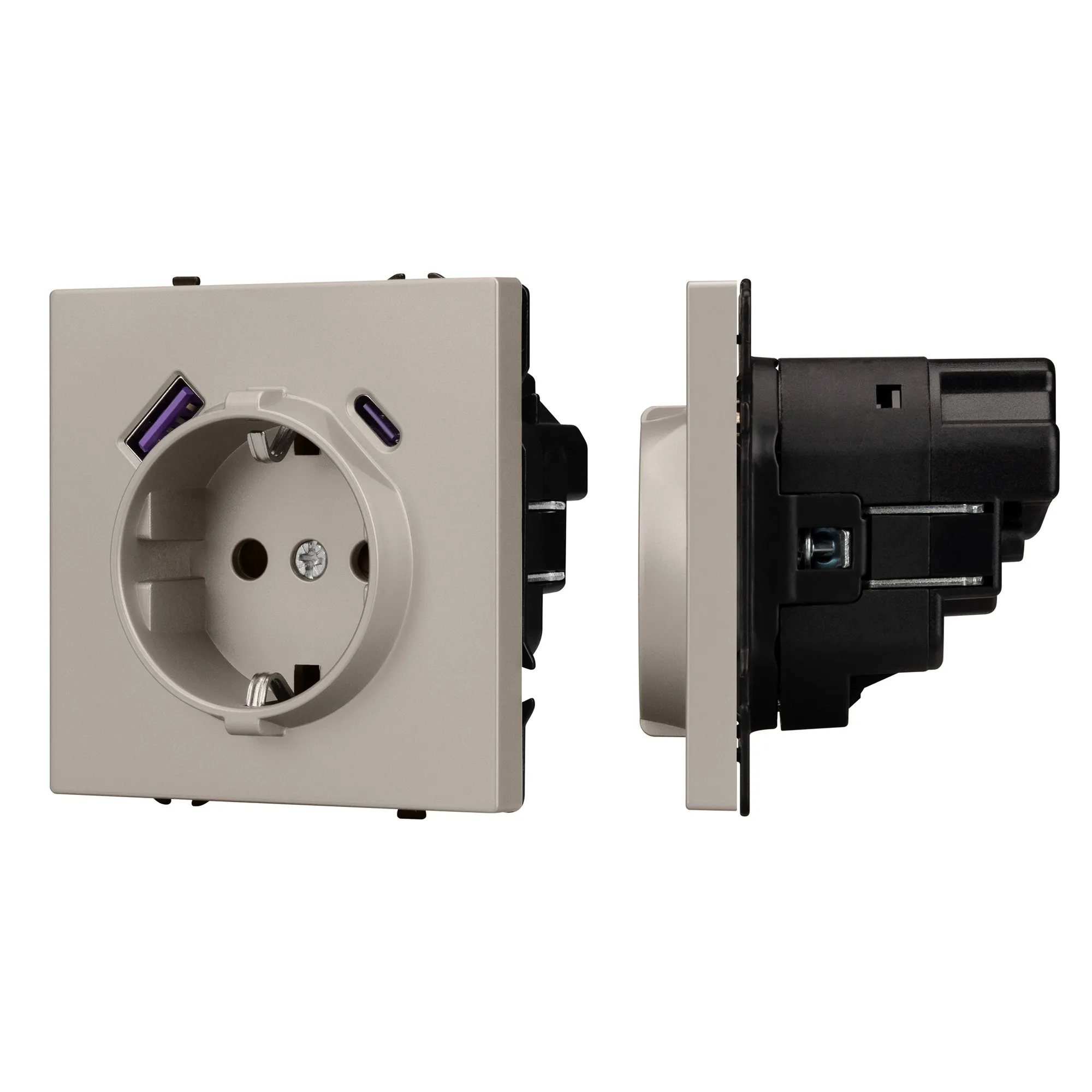 Механизм розетки с USB зарядкой SCT-NOBE-MUAC-SFPL-CA (230V, 16A) (Arlight, Кашемир)