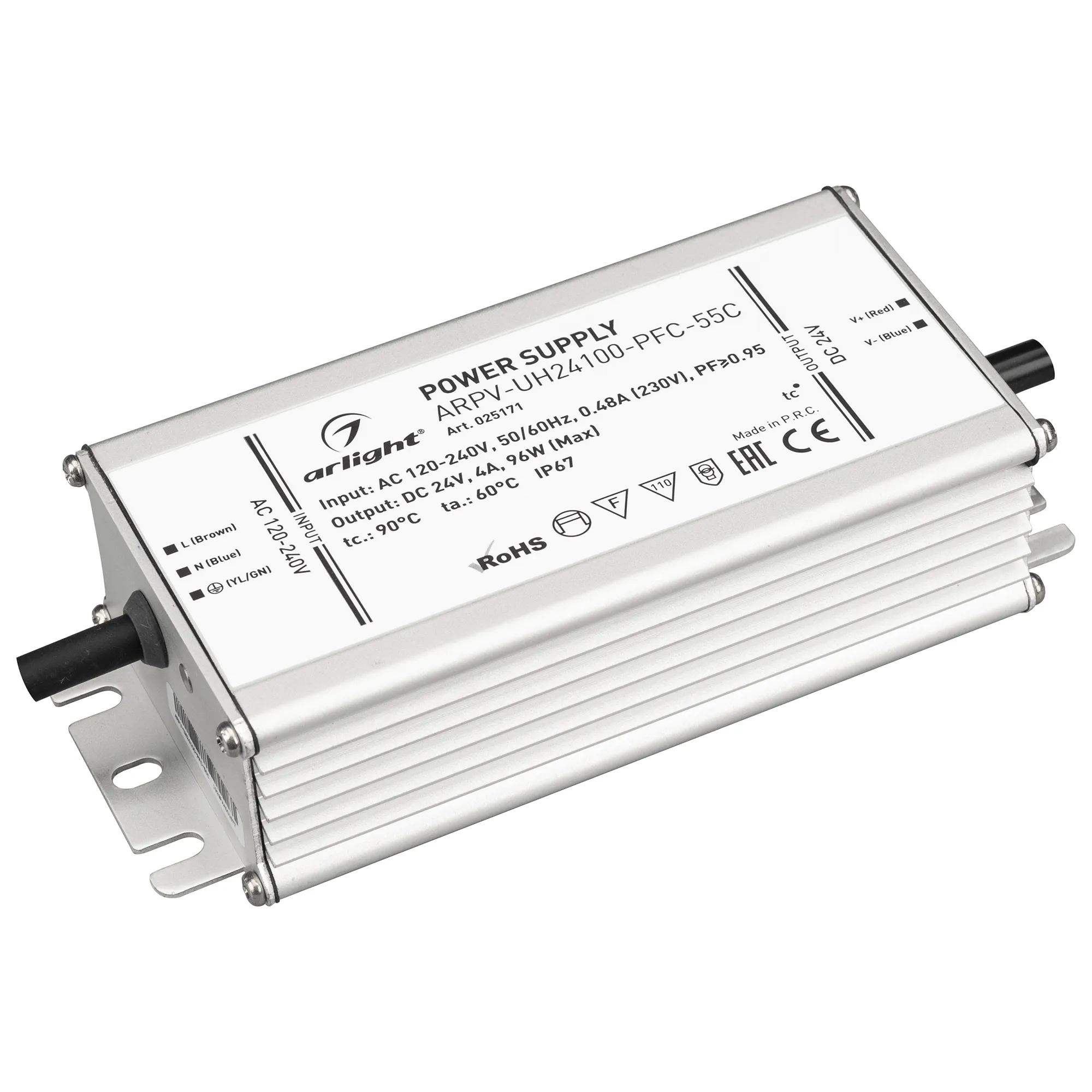 Блок питания ARPV-UH24100-PFC-55C (24V, 4.2A, 100W) (Arlight, IP67 Металл, 5 лет) - изображение товара